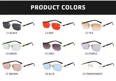 Imagen de Gafas de sol sin montura a la moda para hombres y mujeres, gafas de sol sin marco populares, gafas de sol clásicas para hombre y mujer, gafas de sol cuadradas pequeñas para viajar en verano