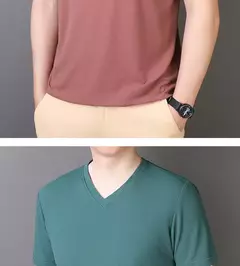 Camiseta de seda de hielo para hombre, camisa de manga corta elástica para Fitness, informal, secado rápido, 6XL, 7XL, 8XL, novedad de verano, 2309 - tienda en línea