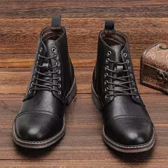 Botas de tobillo para hombre 2024, botas de cuero de marca cómodas a la moda para hombre - comprar en línea