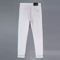 Pantalones vaqueros ajustados blancos para hombre, ropa de estilo clásico, elásticos de alta calidad, de marca, otoño on internet