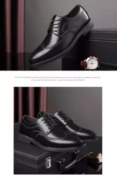 Zapatos Oxford clásicos de cuero con cordones para hombre, zapatos planos formales para oficina, fiesta de boda