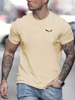 Camiseta de manga corta con cuello redondo informal ajustada con estampado de aves 100% algodón de talla grande de verano para hombre - Eleganzie