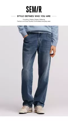 Semir-pantalones vaqueros holgados de pierna recta para hombre, pantalón Retro desgastado, a la moda, novedad de invierno, 2024 on internet