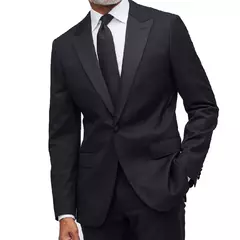 Esmoquin negro de lana Super 120 de lujo para hombre, trajes formales de boda para hombre, conjunto de traje para novio, esmoquin de boda, trajes hechos a medida para hombre - buy online