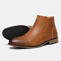 Botas cómodas de cuero al tobillo para hombres Botas para hombres Marca de moda en internet