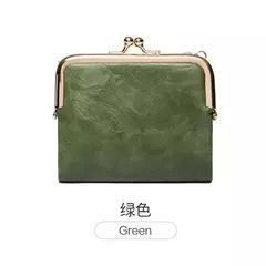 MIYIN-cartera pequeña de cuero para mujer, monedero Vintage plegable, compacto, con cremallera y cierre de beso