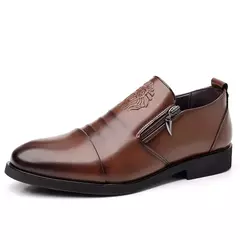 Zapatos de vestir con cremallera y cabeza de león Retro de lujo para hombre, mocasines de negocios para oficina, zapatos de boda para fiesta de alta calidad, nuevo estilo - tienda en línea