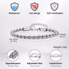 Vnox Punk hombres pulseras de cadena de eslabones de serpiente, pulsera de cadena brillante de acero inoxidable trenzado de Color negro plateado, joyería de uso cómodo