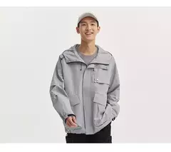 Image of Chaqueta Semir para hombre, prendas de vestir exteriores, chaqueta holgada con capucha de tres pruebas para exteriores, mangas con hombros caídos y bolsillos grandes, otoño 2024