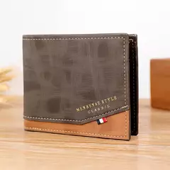 Nueva cartera para hombre, sección transversal corta, cartera triple para jóvenes, costura de negocios, monedero con cremallera multitarjeta, cartera, funda para pasaporte