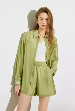 Imagen de TOYOUTH-Camiseta de Lyocell verde mostaza francesa para mujer, Tops ligeros con protección solar, novedad de verano 2025