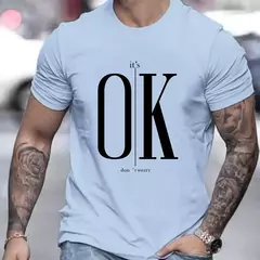 Camiseta holgada de verano 100 algodón con estampado OK para hombre, Tops de diseño moderno, camiseta de manga corta de calle, ropa de algodón