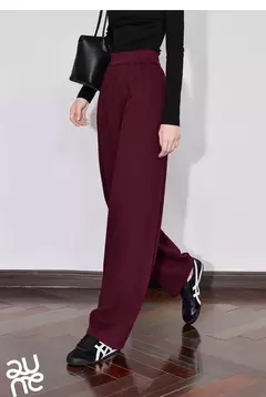 Imagen de TOYOUTH pantalones de chándal informales de lana para mujer 2024 Otoño e Invierno nueva cintura elástica Ankela pantalones largos de plátano cálidos gruesos rojos