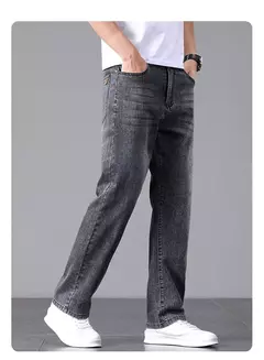 Image of Pantalones vaqueros nuevos para hombre en primavera y verano 2025, algodón elástico de alta calidad, tubo recto suelto, pantalones elásticos de algodón a la moda 28-40
