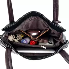 Imagen de Bolsos de lujo de cuero suave para mujer, bolsos de hombro de diseñador, bolsos con asa superior de gran capacidad, bolso de compras, bolso principal