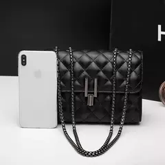 Lingge-Bolso de hombro cuadrado para mujer, bolso de cadena con detalle acolchado, bandolera completa, cartera abatible - Eleganzie