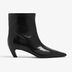 QUTAA-Botines de piel auténtica con tacón cónico para mujer, botas de tacón alto de Metal con punta cuadrada, talla 34-39, para otoño e invierno, 2025 - buy online