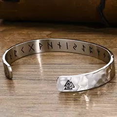 Imagen de Vnox Pulseras vikingas nórdicas para hombres y mujeres, brazalete de acero inoxidable martillado hecho a mano, joyería de regalo Rock Punk
