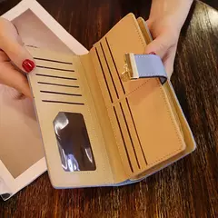 Cartera de moda para mujer, monedero de cuero PU para teléfono, bolsa de hojas huecas para mujer, bolso de mano para mujer, tarjeteros, carteras largas - comprar en línea