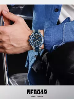 Reloj de moda NAVIFORCE para hombre, relojes de pulsera de cuarzo clásicos resistentes al agua de acero inoxidable de lujo de alta calidad, reloj de cara grande para hombre - Eleganzie