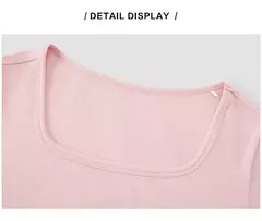 Imagen de SemirUnderwear Tops de manga corta para mujer, ropa interior Simple, se puede usar fuera del cuello cuadrado, camisa delgada de fondo