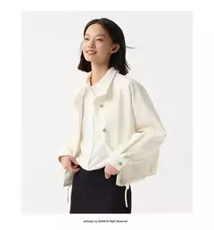 Semir-ropa de abrigo para mujer, chaqueta holgada con hombros caídos y cuello levantado, nueva chaqueta con estampado de letras, primavera 2024 en internet
