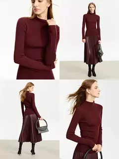AMII suéter minimalista para mujer 2023 invierno nuevo Simple ajustado cuello alto elástico cálido sólido jerseys Mujer 12323075 - comprar en línea