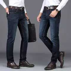 SULEE-pantalones vaqueros elásticos de estilo europeo y americano para hombre, vaqueros de lujo, ajustados, rectos, azul profundo on internet