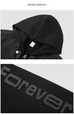 Chaqueta Semir para hombre, chaqueta vaquera de retales bordada, Top con capucha de dos piezas de imitación de primavera de gran tamaño - buy online
