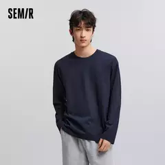 Semir-Camiseta de manga larga para hombre, capa interior de algodón puro, Top básico de primavera 2025, Color sólido, estilo básico versátil para pareja on internet