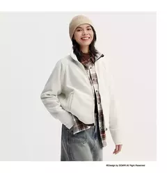 Semir-abrigo Polar antiestático para mujer, chaqueta holgada de invierno con manga raglán y cuello levantado, novedad de 2024 - comprar en línea
