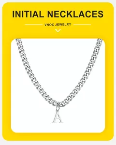 Vnox-collar sencillo de A-Z con letras para hombre y mujer, cadena cubana de acero inoxidable, resistente al agua, regalo de joyería