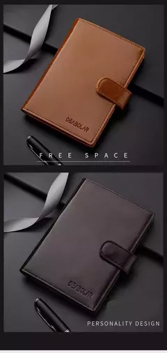 Cartera de cuero para pasaporte de alta capacidad para hombre, múltiples ranuras para tarjetas y una ventana de identificación transparente, bolso para tarjetas de visita Vintage - Eleganzie