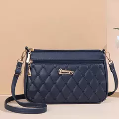 Bolso cruzado de cuero PU con cremallera para mujer, bandolera pequeña de gran capacidad con hilo de bordar, a la moda, novedad - Eleganzie