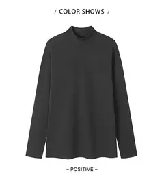 Semir-ropa interior de Cuello medio alto para hombre, cómoda, a la moda, microcepillada, capa Base Simple diaria - buy online