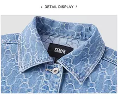 Imagen de Semir-chaqueta vaquera de longitud media para mujer, chaqueta holgada de algodón puro Jacquard, con solapa, a la moda, otoño