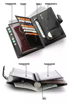 Billetera corta para hombre, monedero informal con cremallera, monedero pequeño para pasaporte - comprar en línea