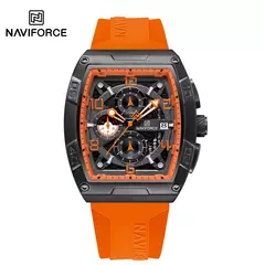 Marca de moda NAVIFORCE, relojes de cuarzo con diseño dorado para hombre, reloj de pulsera informal para hombre, reloj multifunción de PU resistente al agua de gran diámetro - buy online