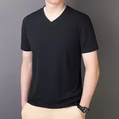 Camiseta de seda de hielo para hombre, camisa de manga corta elástica para Fitness, informal, secado rápido, 6XL, 7XL, 8XL, novedad de verano, 2309