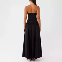 Vestido largo elegante sin tirantes para mujer, vestido veraniego largo fruncido con cuello barco, sin mangas, sin tirantes, vestidos fluidos para fiesta y discoteca en internet