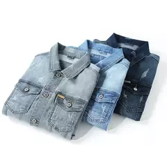 Nueva chaqueta vaquera de algodón informal para hombre de primavera, abrigo vaquero azul Retro lavado ajustado a la moda de estilo clásico, ropa de marca masculina on internet