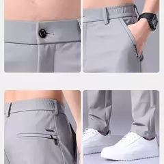 Image of 2025 Joggers de verano para hombre, tela fina de seda de hielo, pantalones casuales elásticos de cuatro lados, pantalones Cargo, ropa de calle, pantalones de chándal