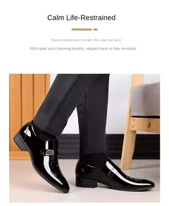 Imagen de Nuevos zapatos de cuero para hombre, zapatos informales de negocios, zapatos de trabajo de oficina, mocasines Oxford con punta estrecha para fiesta y boda