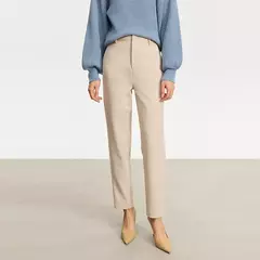AMII minimalista 2024 invierno nuevos pantalones de rábano para mujer tubo de humo de lana Casual hasta el tobillo pantalones básicos sólidos 12314003 - comprar en línea