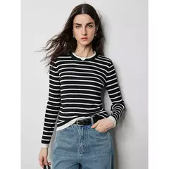 TOYOUTH-suéter de punto de lana para mujer, Jersey falso de dos piezas de Color contrastante, ajustado, otoño e invierno, 2024 - Eleganzie