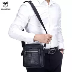 BULLCAPATIN Bolso de hombro de cuero genuino para hombre, maletín tipo mensajero, bolso cruzado, bolso de viaje en internet