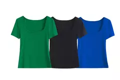 AMII-camisetas minimalistas para mujer, camisetas con cuello en U, cómodas, elásticas, ajustadas, versátiles, de manga corta, para verano 2024 12342288 - buy online