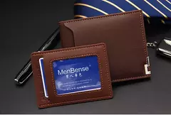 Moda masculina Cartera de cuero PU tarjetero corto monedero para hombres diseñador de lujo billetera masculina portátil pequeño tarjetero carteras - Eleganzie