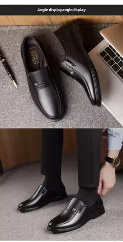 Imagen de Zapatos de cuero genuino, mocasines para Hombre, zapatos de cuero informales de negocios, mocasines suaves clásicos, zapatos planos transpirables para Hombre