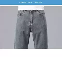 2025, nuevo verano, pantalones vaqueros ultrafinos de Lyocell para hombre, tela suave drapeada, pantalones vaqueros informales rectos sueltos, pantalones elásticos de seda helada para hombre - Eleganzie